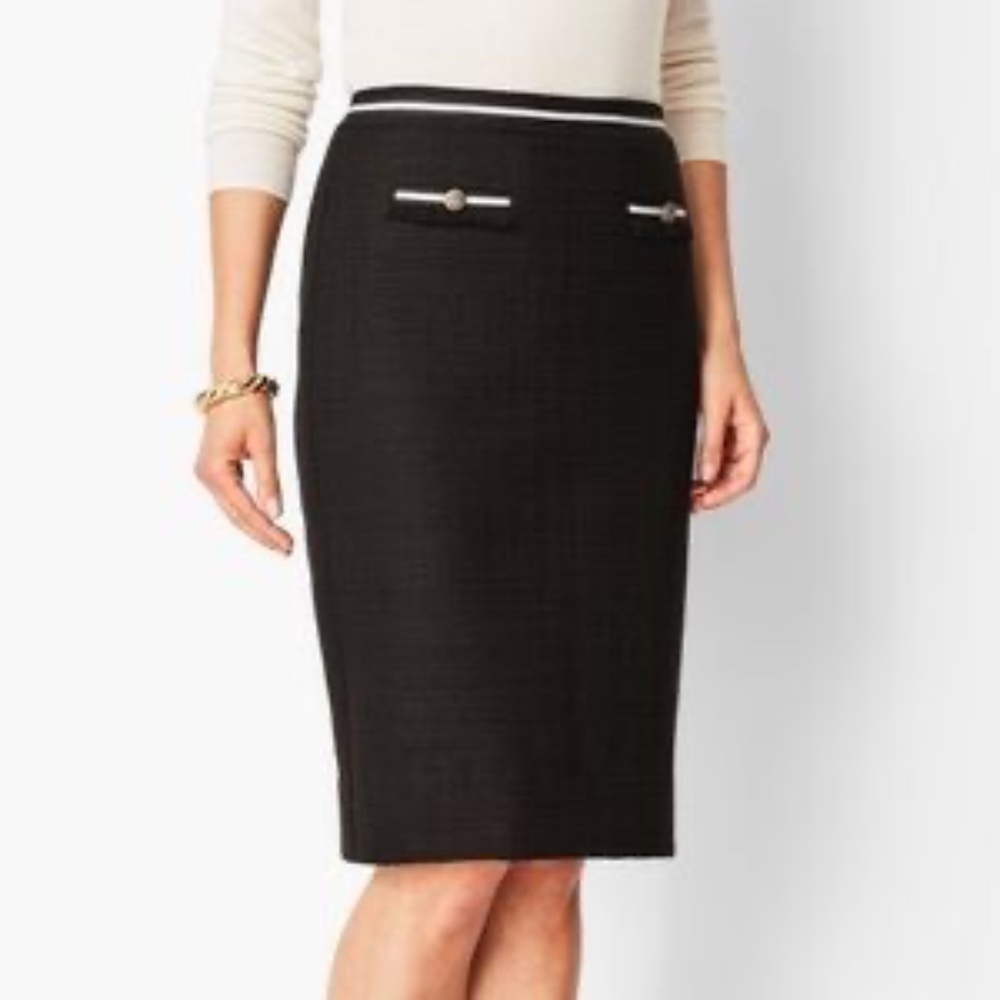 Talbots Black Tweed Pencil Skirt